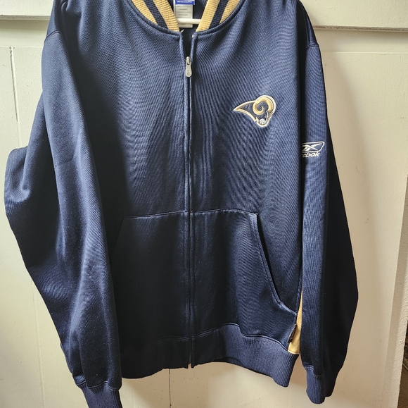 NFL St Louis Rams Reebok Sport Jacket with pockets Large Navy Gold L - Picture 2 of 7